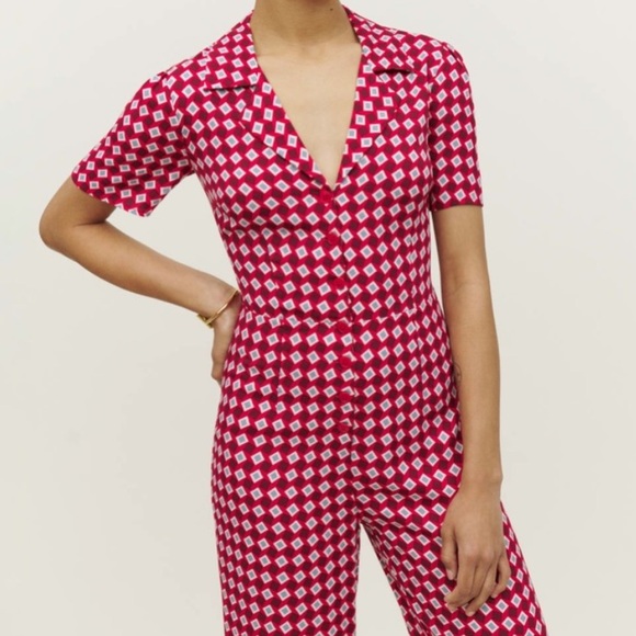Reformation Red Jumpsuit Size 2 - Picture 1 of 10